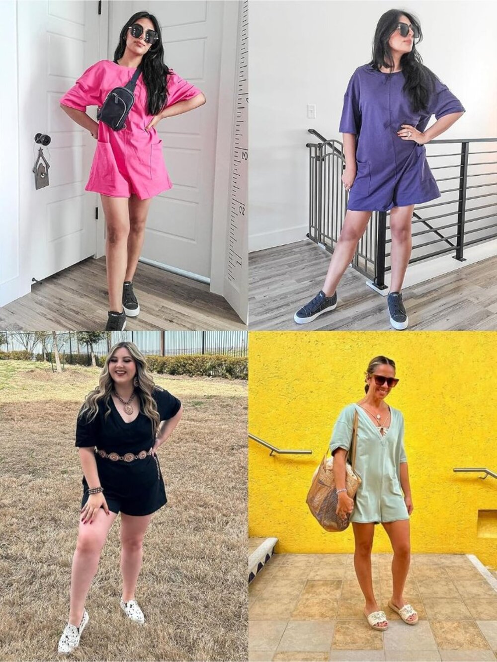 Women Light Grey Summer Casual Onesie Backless Loose Short Oversized Tee Romper - Picture 6 of 6